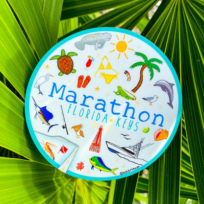 Marathon Round Sticker 4"