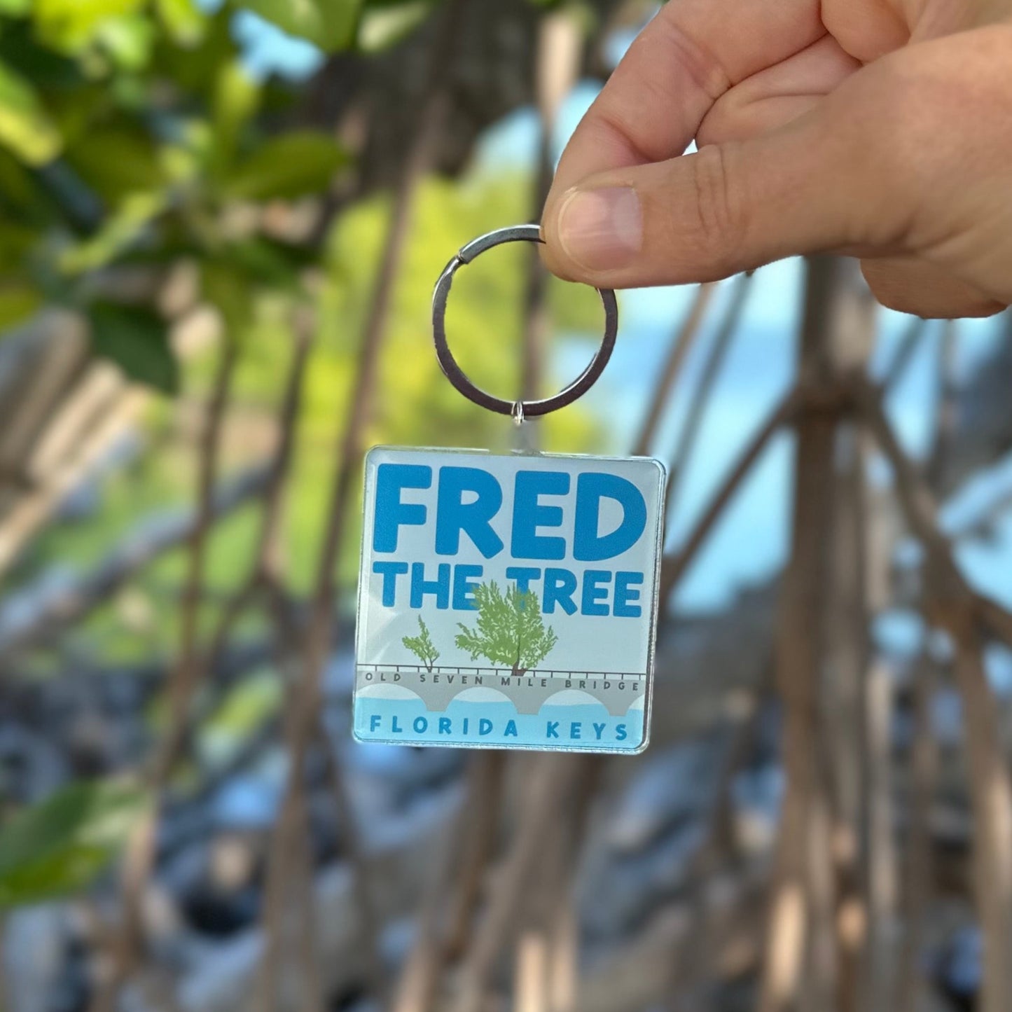 Fred the Tree Square Key Chain