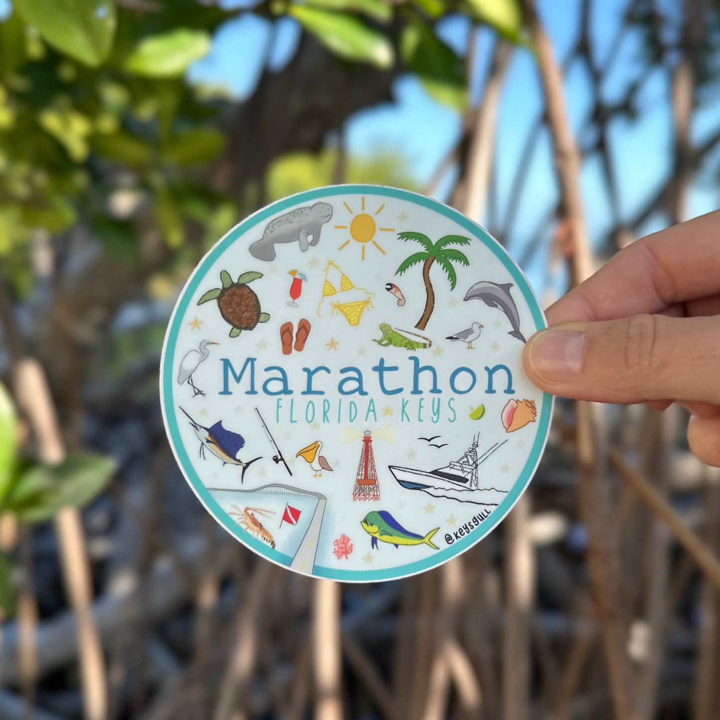 Marathon Round Sticker 4"