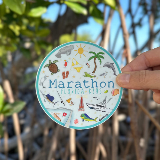 Marathon Round Sticker 4"