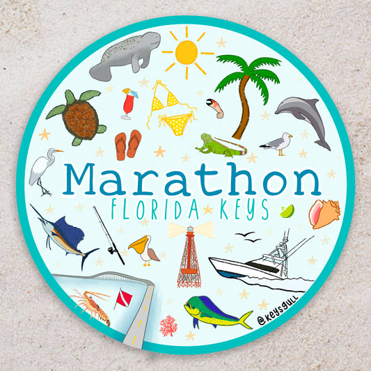 Marathon Round Sticker 4"